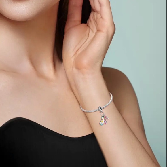 Pandora 925 Sterling Silver Colorful Roller Skate Charm Pendant with Music Note - Picture 9 of 15